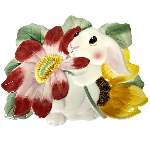 Fitz and Floyd Essentials "Bunny Blooms" Canape Plate/Dish-Absolutely Adorable! - Picture 1 of 5